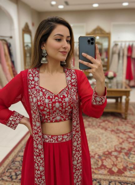 Newly Launched Premium VF 213 GEORGETTE red Wholesale designer lehenga choli in Pune - wholesale export